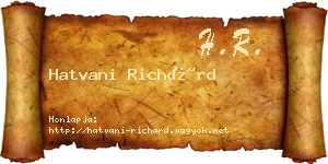 Hatvani Richárd névjegykártya